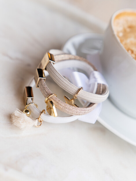 HAIR TIES 3PK SANDS W/GOLD