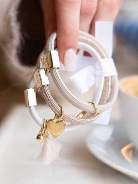 HAIR TIES 3PK SANDS W/GOLD