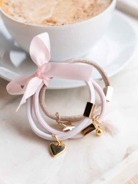 HAIR TIES 3PK ROSES W/GOLD