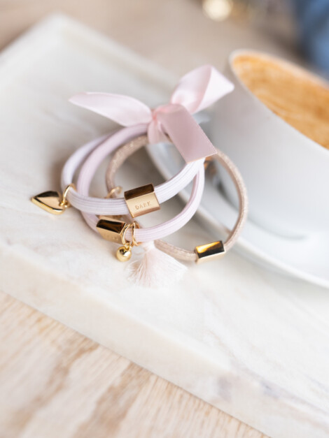 HAIR TIES 3PK ROSES W/GOLD