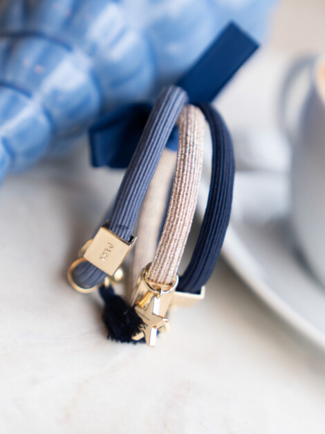 HAIR TIES 3PK NAVY BLUES W/GOLD