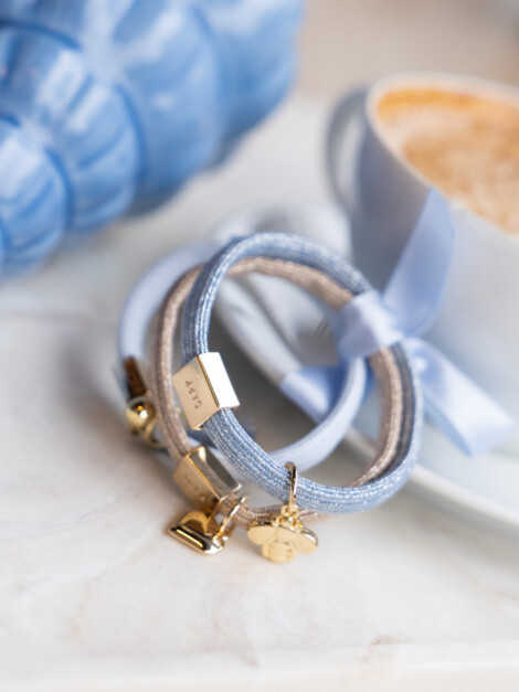 HAIR TIES 3PK COOL BLUES W/GOLD
