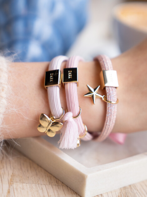 HAIR TIES 3PK COTTON CANDY W/GOLD