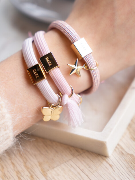 HAIR TIES 3PK COTTON CANDY W/GOLD