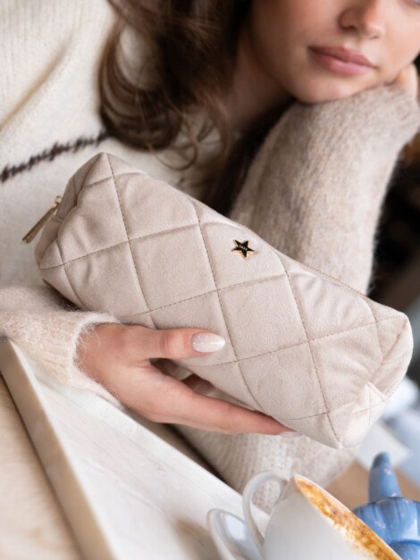 VELVET QUILTED TOOL POUCH DARK SAND