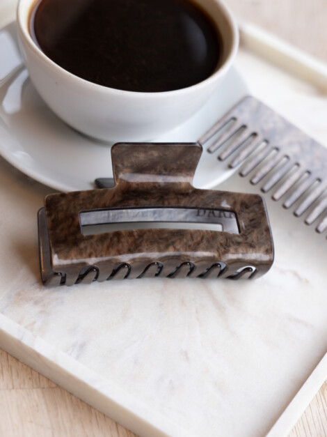 SQUARE HAIR CLAW LARGE CHOCOLATE BROWN