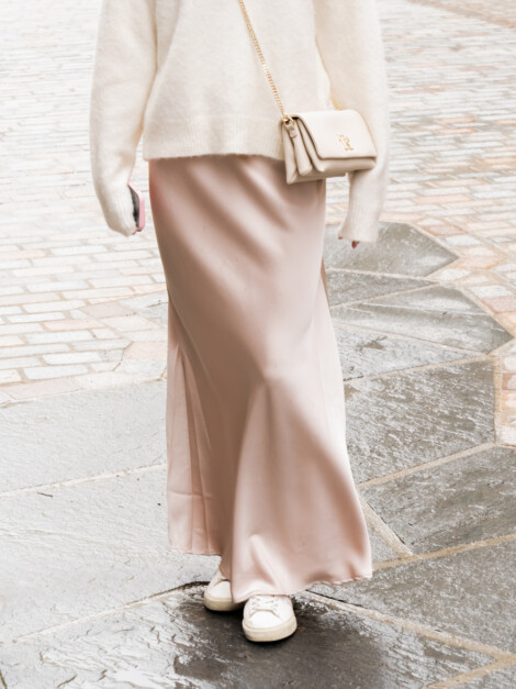 VICKY HEAVY SATEEN SKIRT CHAMPAGNE