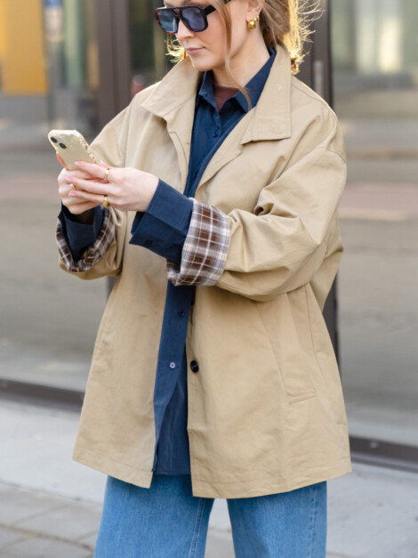 ANNA CHECK JACKET KHAKI