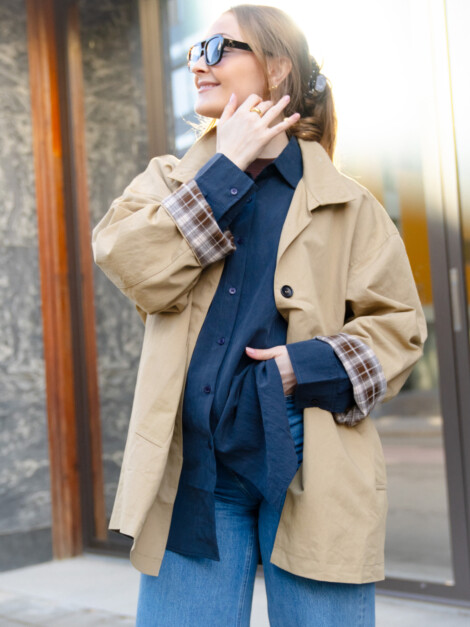 ANNA CHECK JACKET KHAKI