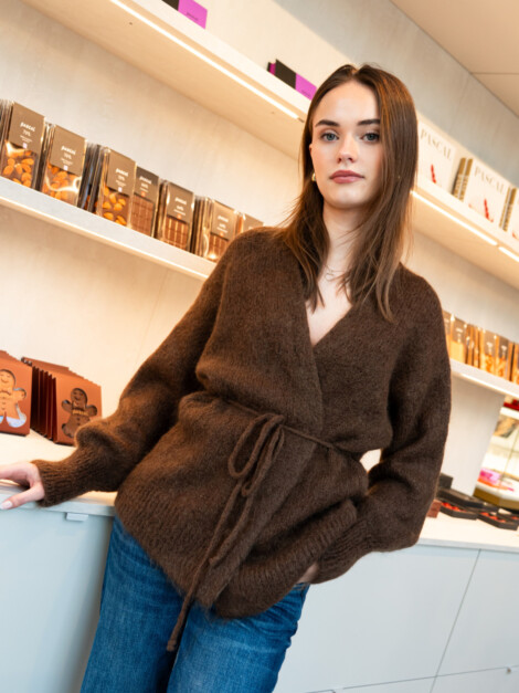 IDA WRAP CARDIGAN DARK BROWN