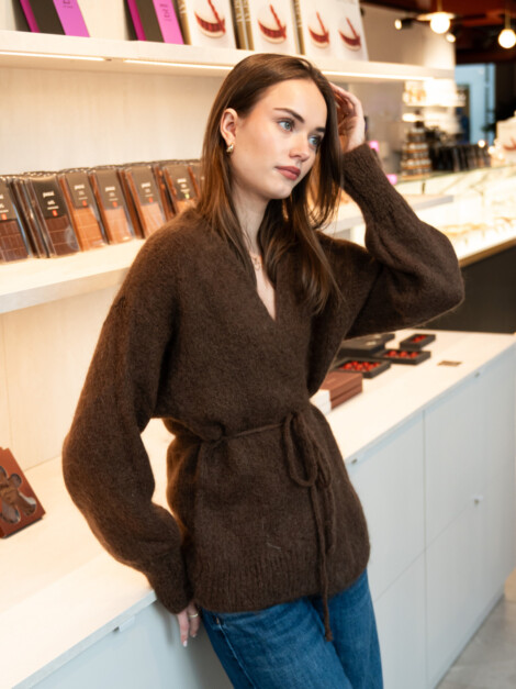 IDA WRAP CARDIGAN DARK BROWN