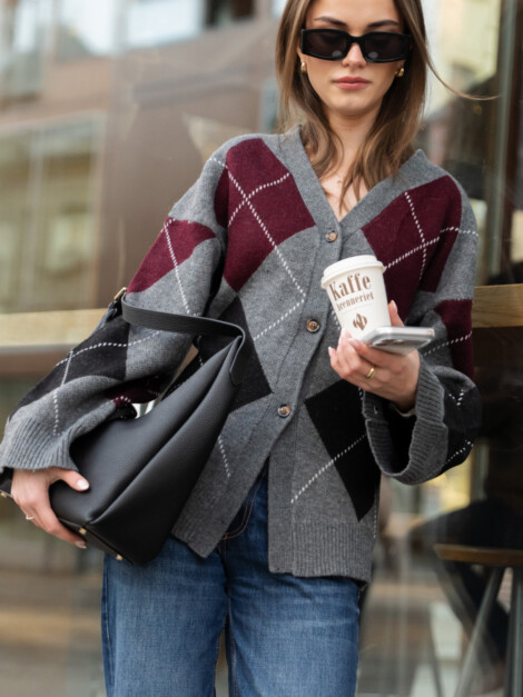 KARMA FITTED CARDIGAN GREY