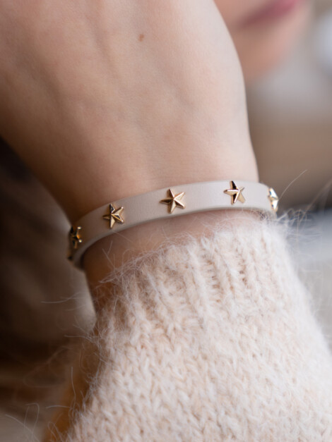 LEATHER STAR STUD BRACELET MINI SAND