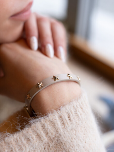 LEATHER STAR STUD BRACELET MINI SAND