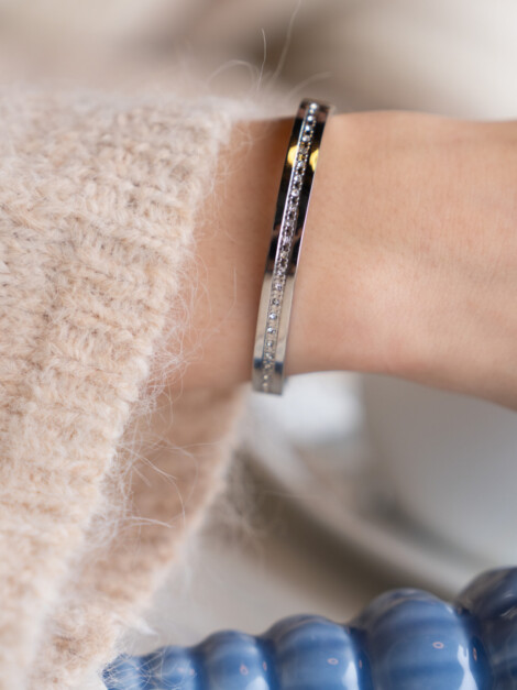CRYSTAL BANGLE THIN SILVER