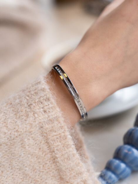 CRYSTAL BANGLE THIN SILVER