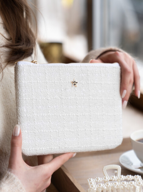 TWEED SMALL POUCH OFF WHITE