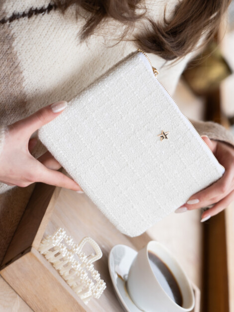 TWEED SMALL POUCH OFF WHITE