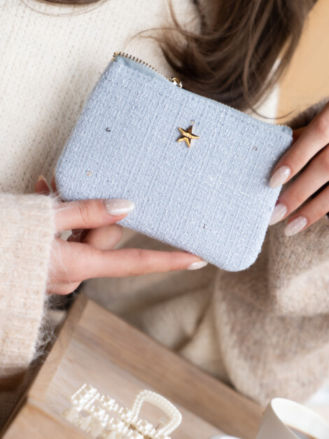 TWEED MINI POUCH COOL BABY BLUE