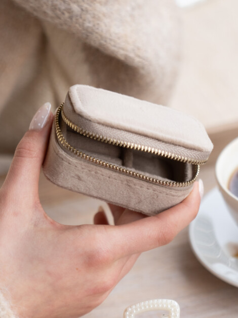 VELVET JEWELLERY BOX MICRO DARK SAND