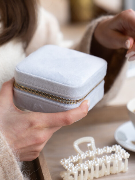 VELVET JEWELLERY BOX MINI COOL BABY BLUE