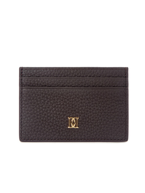 LEATHER CARD HOLDER GRAIN CHOCOLATE BROWN