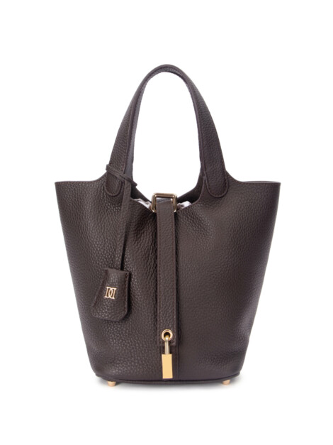 LEATHER BUCKET BAG MINI CHOCOLATE BROWN