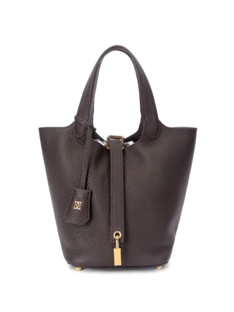 LEATHER BUCKET BAG MINI CHOCOLATE BROWN