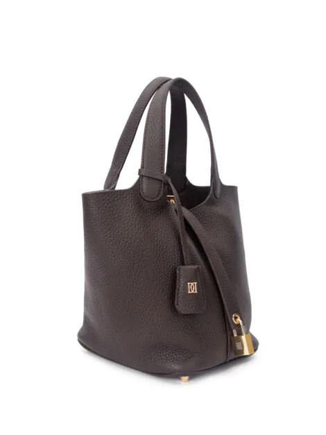 LEATHER BUCKET BAG MINI CHOCOLATE BROWN