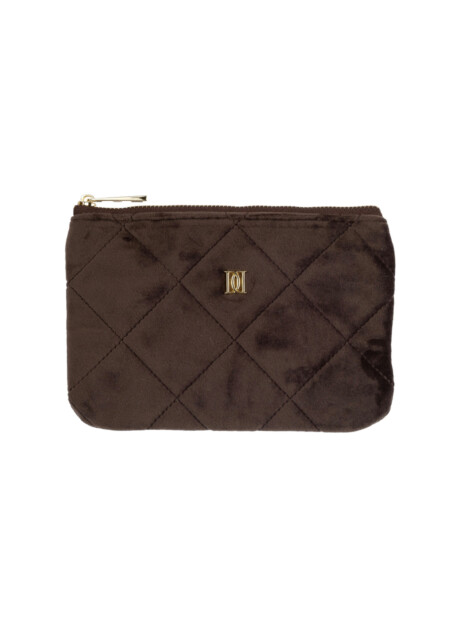 VELVET QUILTED MIDI POUCH CHOCOLATE BROWN
