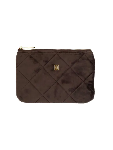 VELVET QUILTED MIDI POUCH CHOCOLATE BROWN