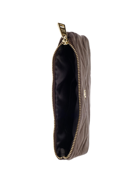 VELVET QUILTED MIDI POUCH CHOCOLATE BROWN