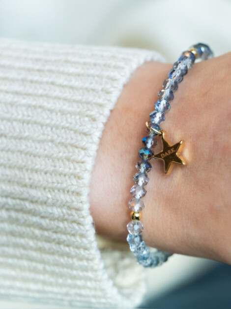 CRYSTAL BEAD BRACELET SPARKLED COOL BLUE