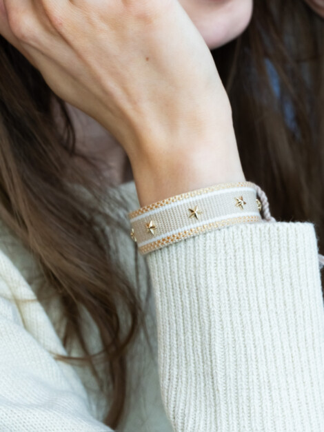 TØYARMBÅND STAR STUD SAND W/GOLD