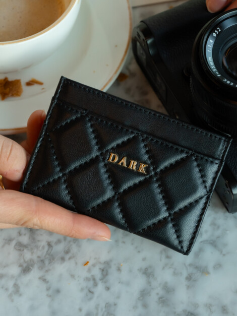 LEATHER QUILTED CARDHOLDER BLACK