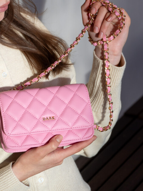 LEATHER QUILTED MINI BAG BUBBLEGUM PINK