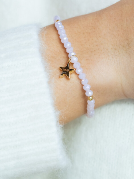 CRYSTAL BEAD BRACELET SPARKLED PALE ROSE