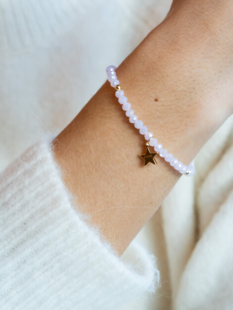 CRYSTAL BEAD BRACELET SPARKLED PALE ROSE