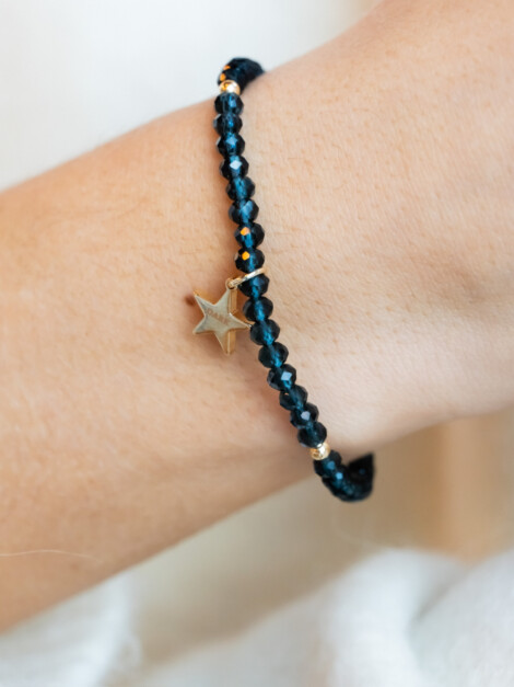 CRYSTAL BEAD BRACELET SPARKLED STEEL BLUE