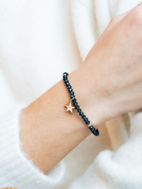 CRYSTAL BEAD BRACELET SPARKLED STEEL BLUE