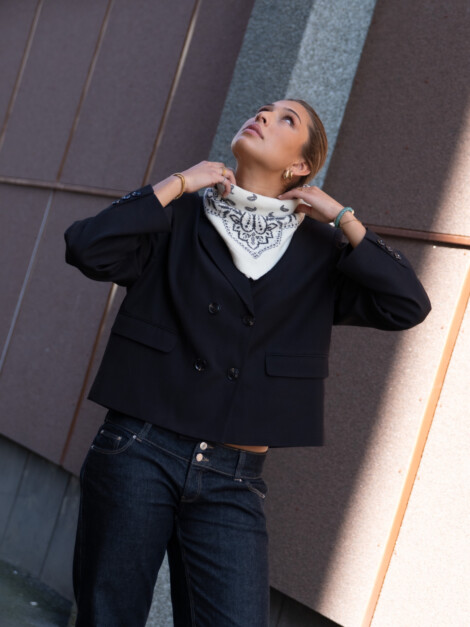 ADELINA PAISLEY KNIT SCARF OFF WHITE
