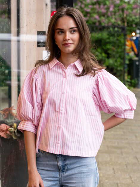 ETTA SOFT STRIPE STONE SHIRT LIGHT PINK