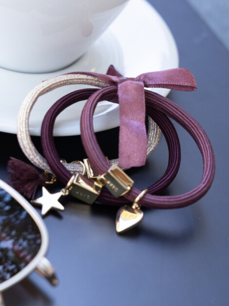 HAIR TIES 3PK MAROONS W/GOLD