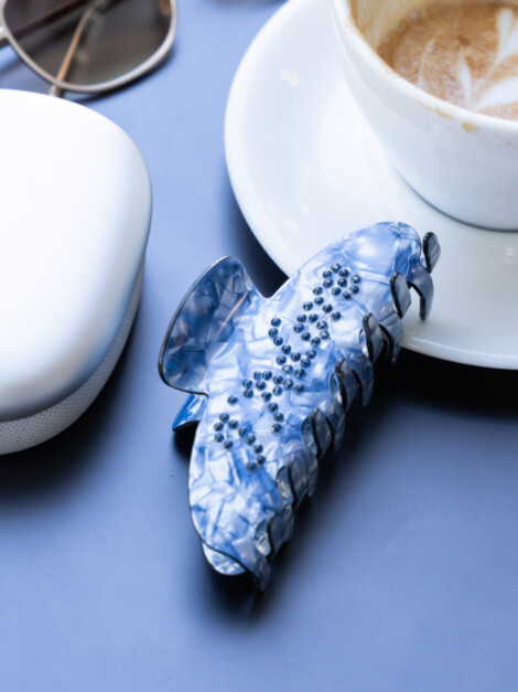TEXT HAIR CLAW "J' ADORE" GRISALLE BLUE