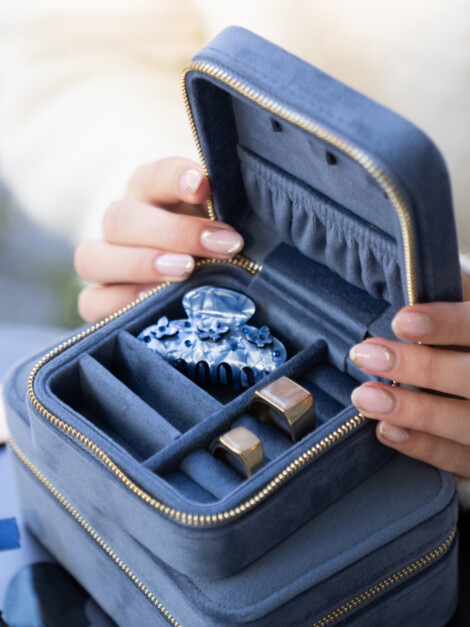 VELVET JEWELLERY BOX MINI GRISALLE BLUE