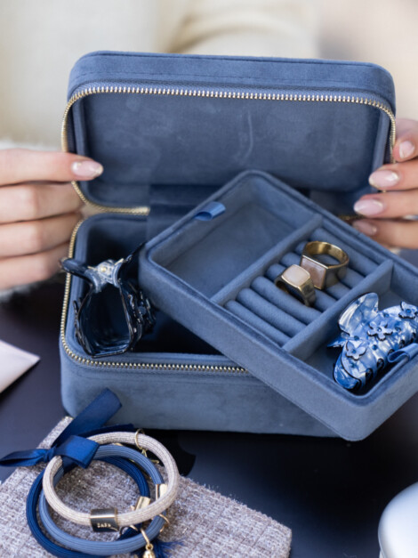 VELVET JEWELLERY BOX GRISALLE BLUE