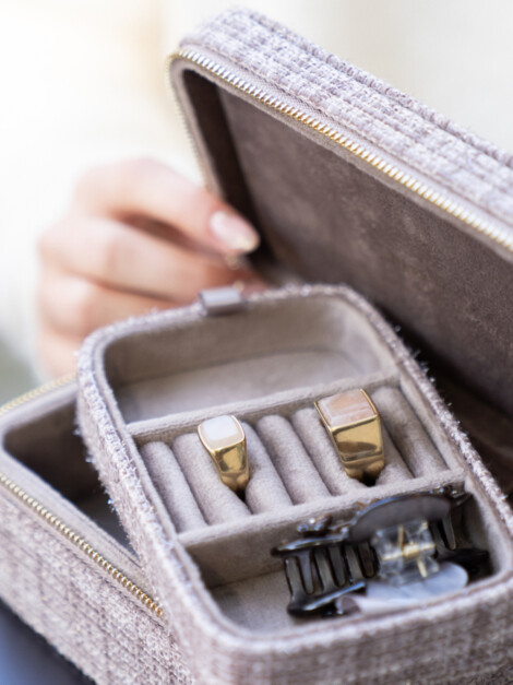 TWEED JEWELLERY BOX WARM TAUPE