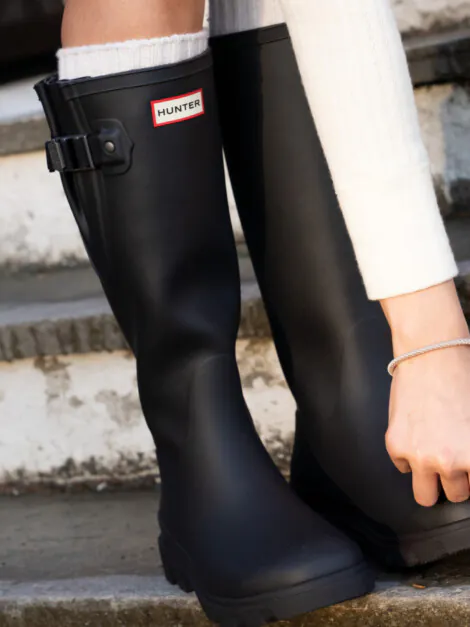 HUNTER DOWNPOUR ADJUSTABLE BOOT TALL BLACK
