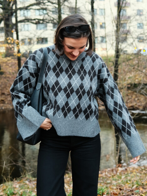 KICK CHECK KNIT BLOUSE ANTRACIT