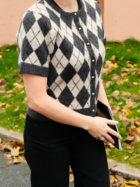 ALLESTAR CHECK KNIT CARDIGAN BEIGE
